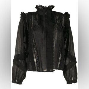 Black ruffle blouse